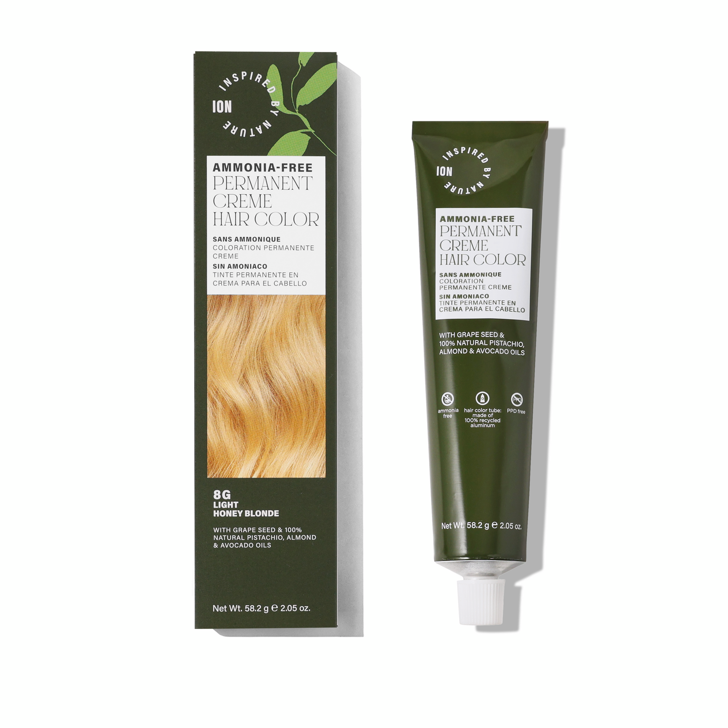 Inspired By Nature Ammonia-Free Permanent Hair Color Light Honey Blonde 8G 2.05 Oz